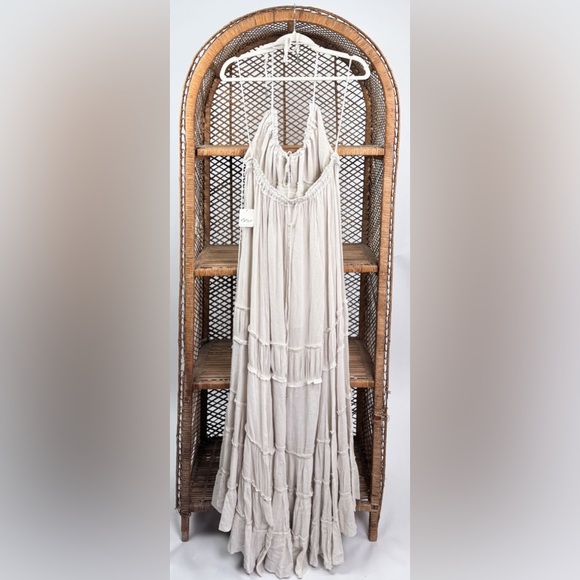 Free People Burst of Bliss Maxi Dress Cream Boho Tiered NWT Size Large - Picture 4 of 6